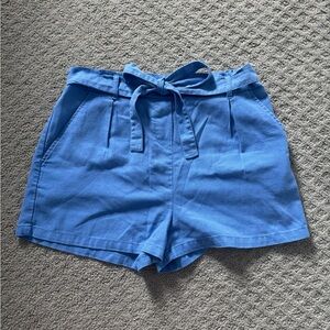 Ci Sono Blue High Waist Shorts with Pleats
